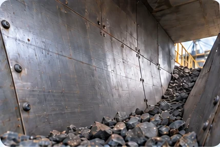 Hardox chute-after Illustration of chute liner plates after upgrade