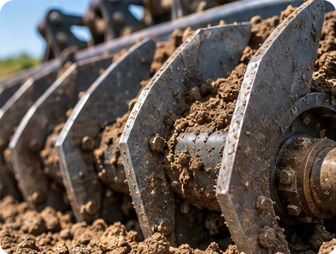 Hardox soil-blades Illustration of soil-working steel blades on an agricultural implement