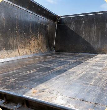 Hardox tipper-floor Illustration of wear steel floor and side plates inside a tipper body