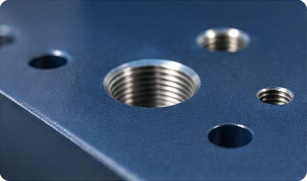 Sheet metal case study 03 thread Uncoated threaded holes in a coated steel plate