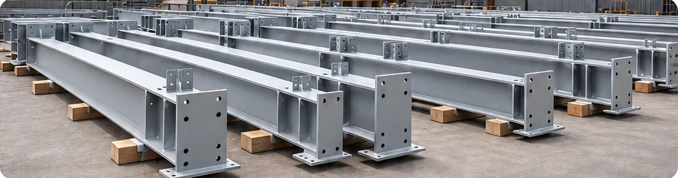 Standardised Beams Repeated fabricated steel beams with standard end plates