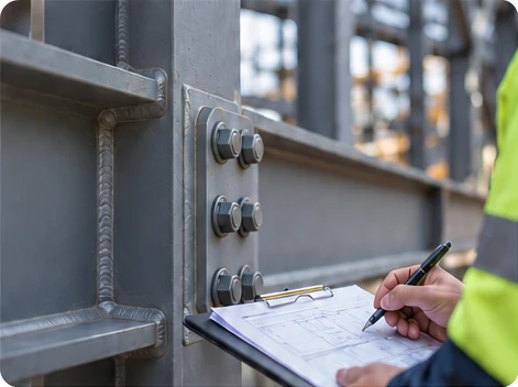 Steelwork Inspection Inspection of a bolted structural steel connection